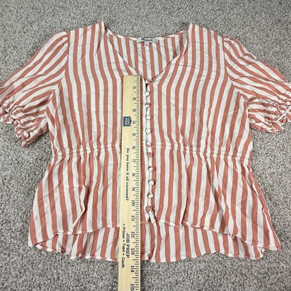 Madewell Courtyard cropped Ruffle-Hem Top | Sz M Orange and white - Picture 3 of 6